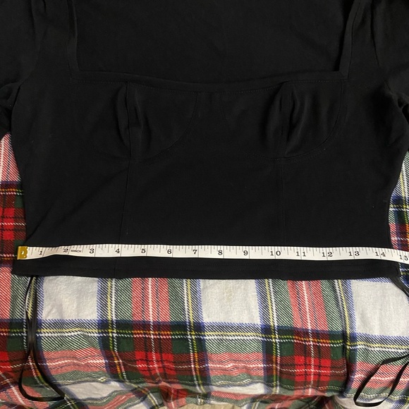 NWOT Black Square Neck Long Sleeve Crop Top - Picture 5 of 7